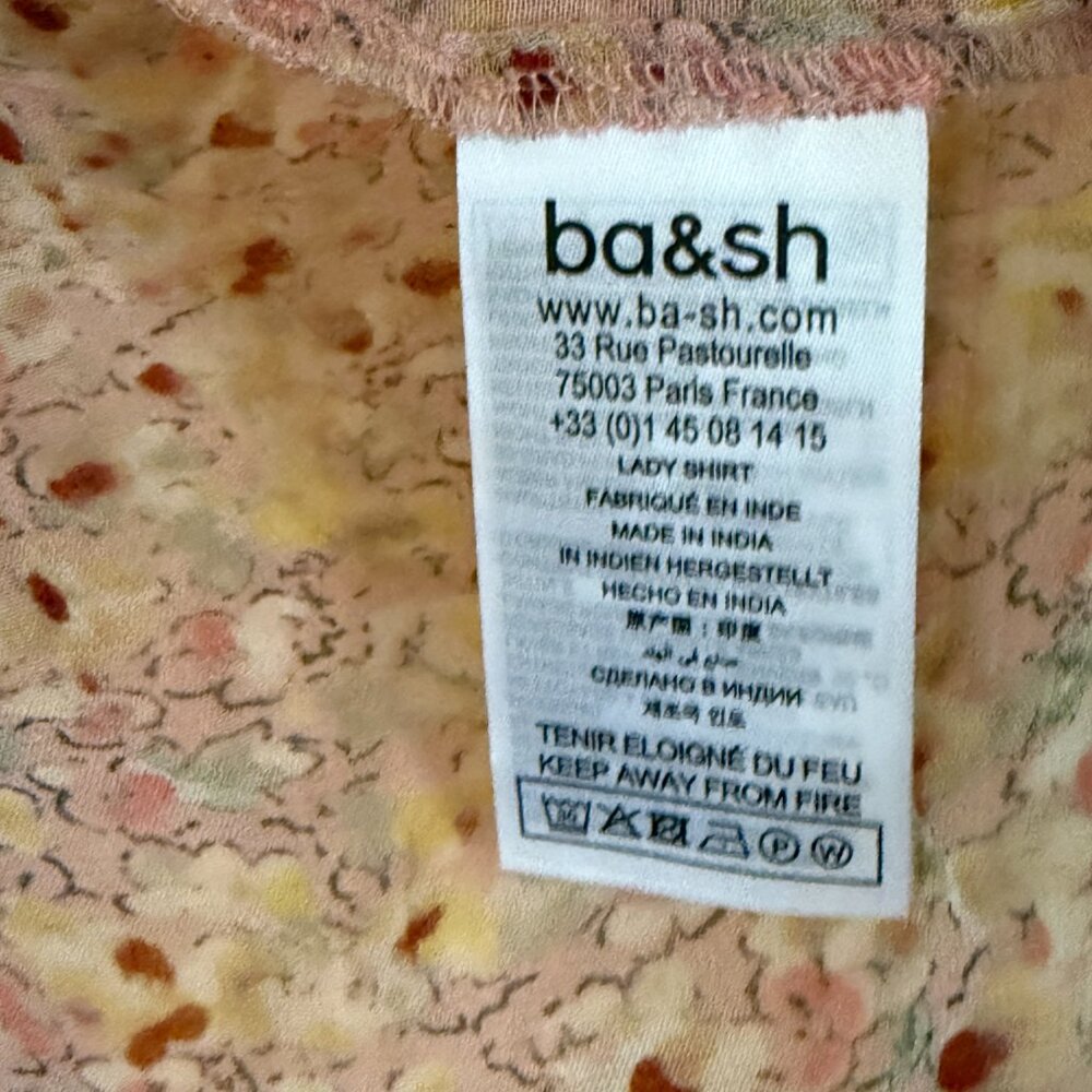 ba&sh NEW Lark Rose Floral Semi Sheer Braided Detail Button Front Blouse US 6 - Picture 11 of 11